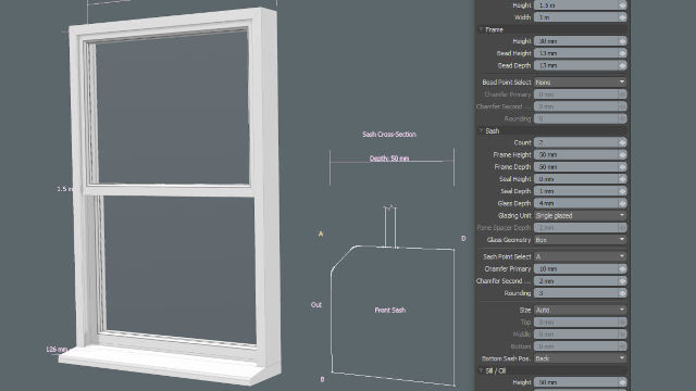 Box sash window maker, for modo