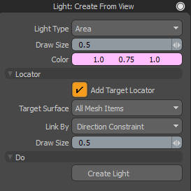Light Create From View - User Interface